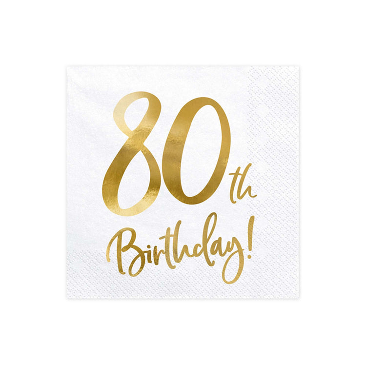 Gold Milestone 80th Lunch Napkins