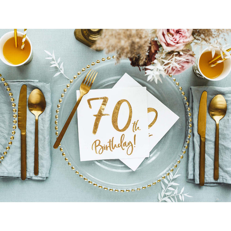 Gold Milestone 70th Lunch Napkins