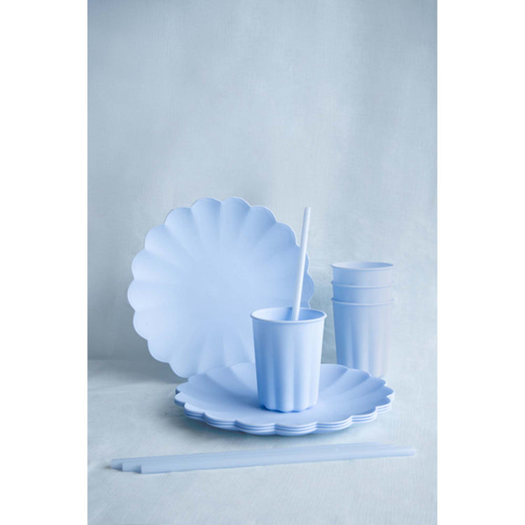 Solid Colour Plastic Reusable Straws Light Blue