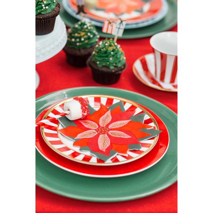 Classic Christmas Poinsettia Shaped Napkins