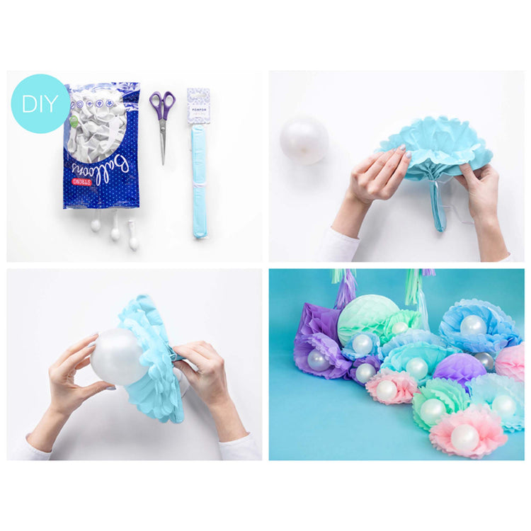 Tissue Pom Pom Paper Hanging Decoration Misty Blue