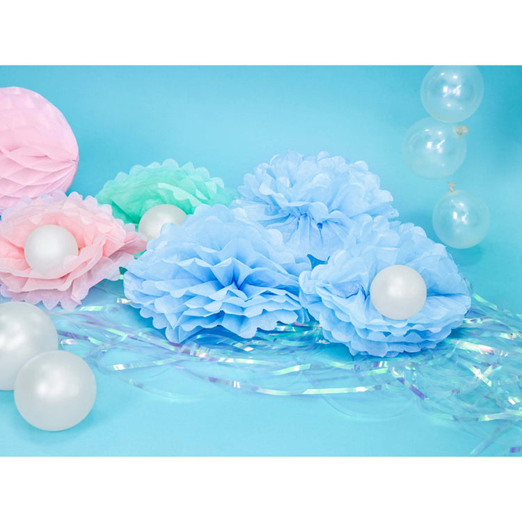 Tissue Pom Pom Paper Hanging Decoration Misty Blue