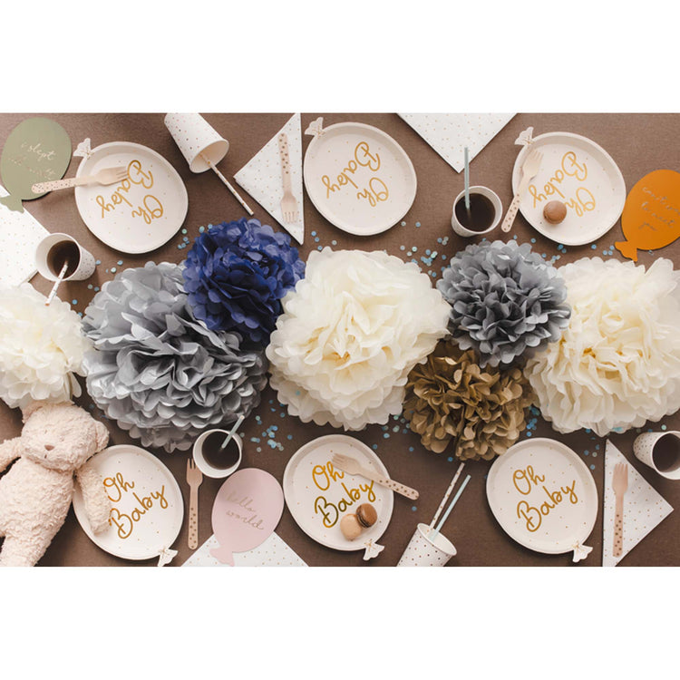 Tissue Pom Pom Paper Hanging Decoration Navy