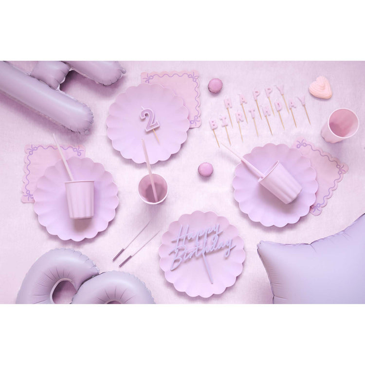 Solid Colour 220ml Paper Cups Pastel Violet