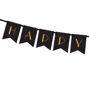 Happy New Year Black Pennant Letter Banner