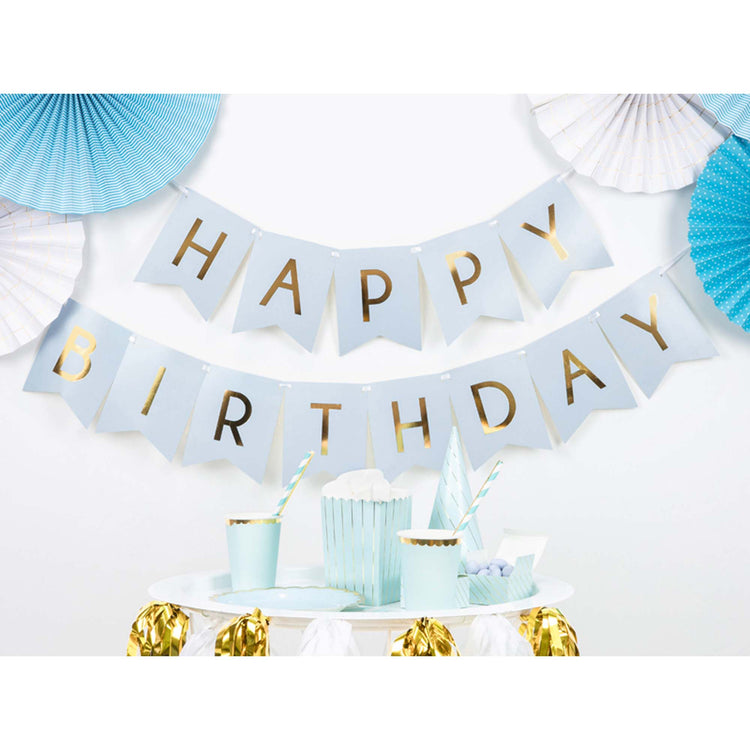 Happy Birthday Letter Banner Light Blue