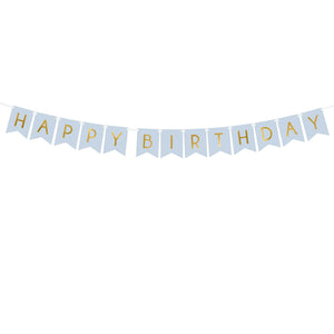 Happy Birthday Letter Banner Light Blue