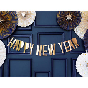 Happy New Year Gold Block Letter Banner