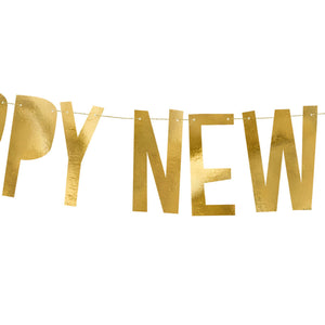 Happy New Year Gold Block Letter Banner