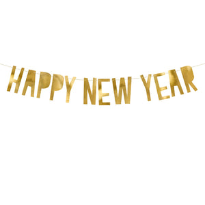 Happy New Year Gold Block Letter Banner