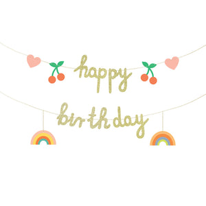 Happy Birthday Cherries & Rainbow Letter Banner
