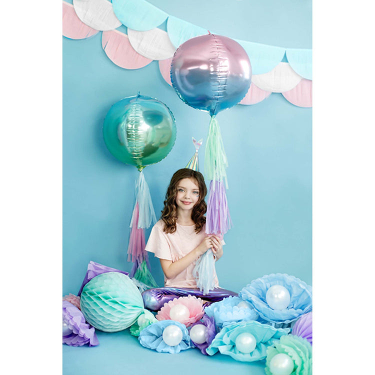 Tissue Pom Pom Paper Hanging Decoration Misty Blue