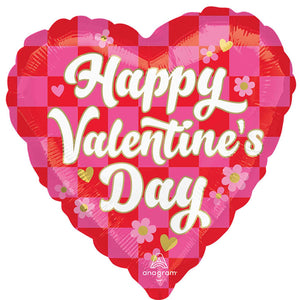 45cm HX Checkerboard Valentines Day Balloon