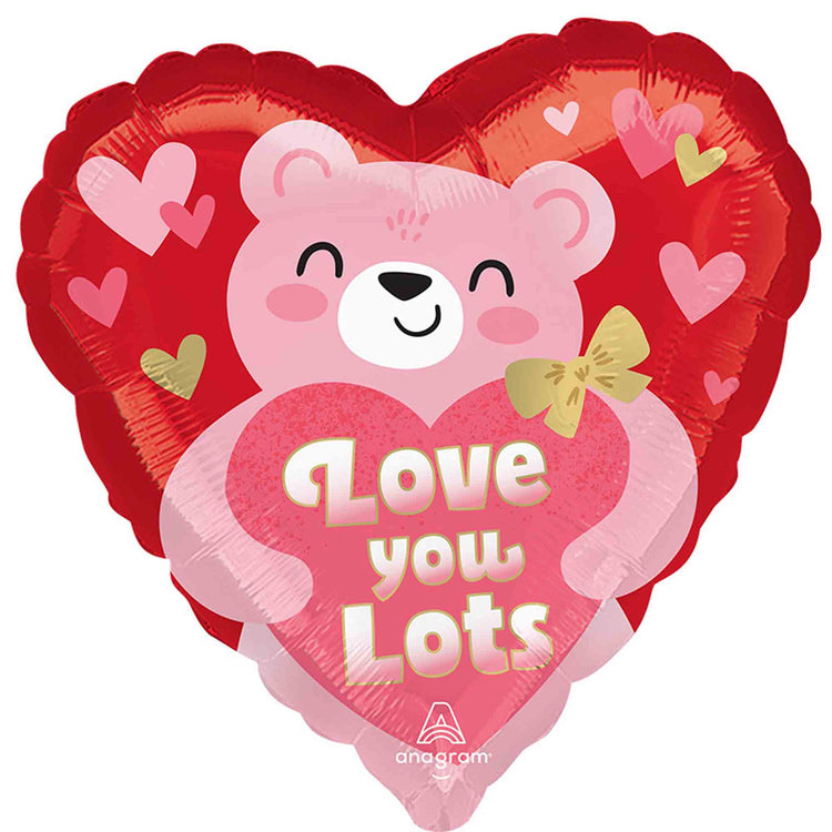 45cm Standard HX Love You Blush Bear Hug Balloon