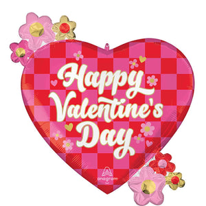 SuperShape XL Checkerboard Valentines Day Balloon