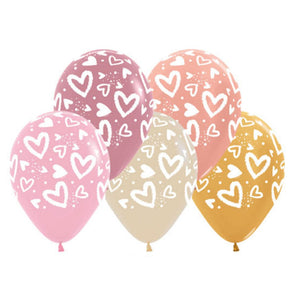 Sempertex 30cm Bright Hearts Assorted Latex Balloons 25PK