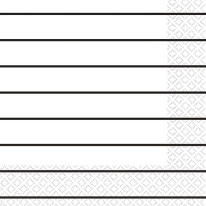 Jet Black Stripes 2ply Lunch Napkins Pack of 16