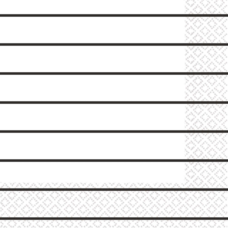 Jet Black Stripes 2ply Lunch Napkins Pack of 16