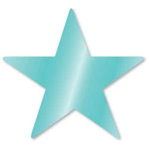Robins Egg Blue Foil Star Cutouts Pack of 5