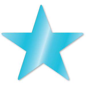Caribbean Blue Foil Star Cutouts Pack of 5