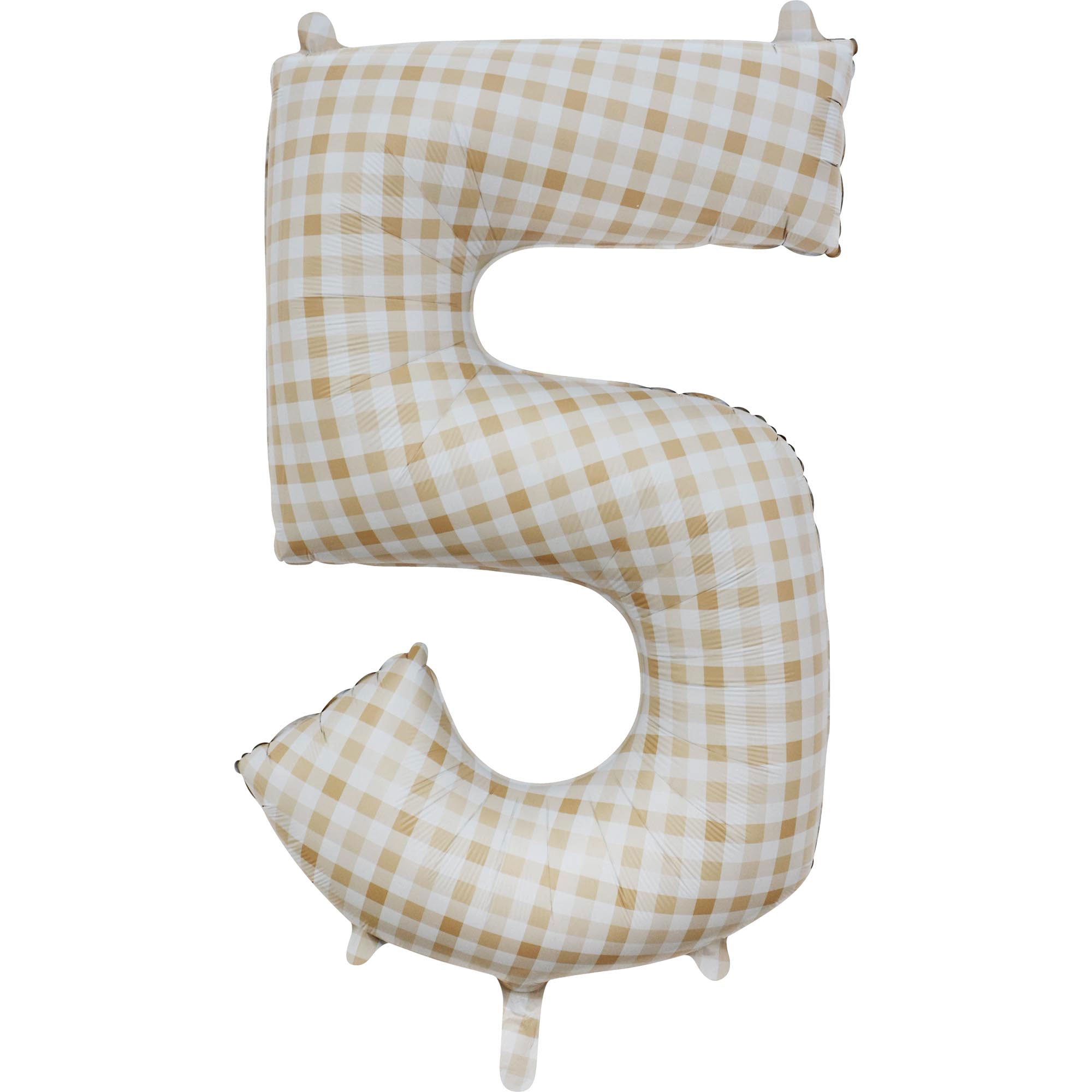 Large Number 5 Gingham Foil Balloon 56cm w x 89cm h