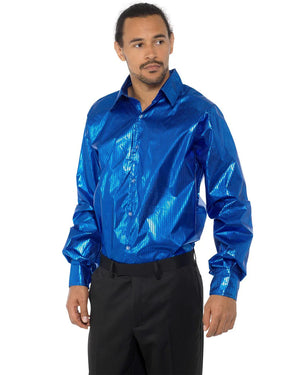 70s Disco Blue Mens Shirt