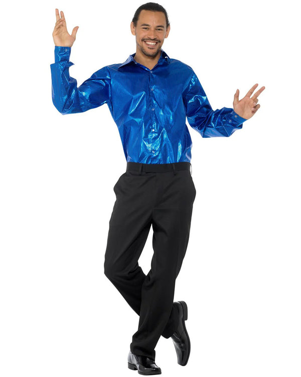 70s Disco Blue Mens Shirt