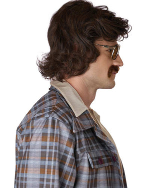 70s Disco Daddy Brown Wig and Moustache