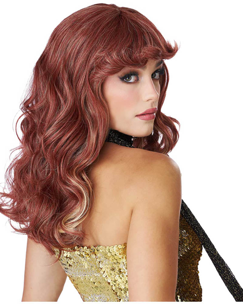 70s Disco Kitten Auburn and Blonde Wavy Wig