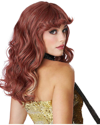 70s Disco Kitten Auburn and Blonde Wavy Wig