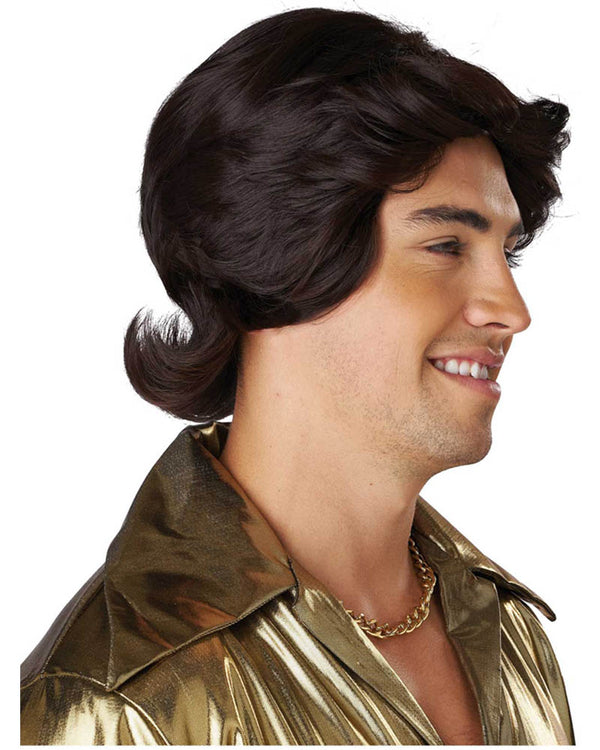 70s Feathered and Flashy Dark Brown Wig