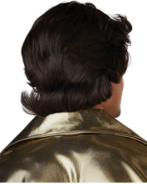 70s Feathered and Flashy Dark Brown Wig