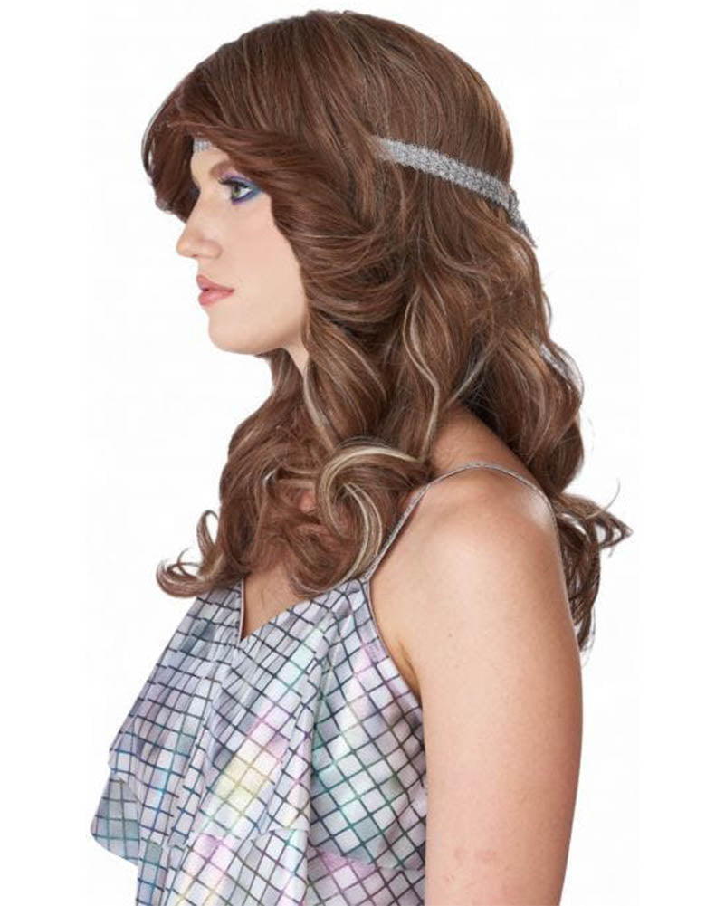 70s Feathered and Fun Wavy Brown and Blonde Wig