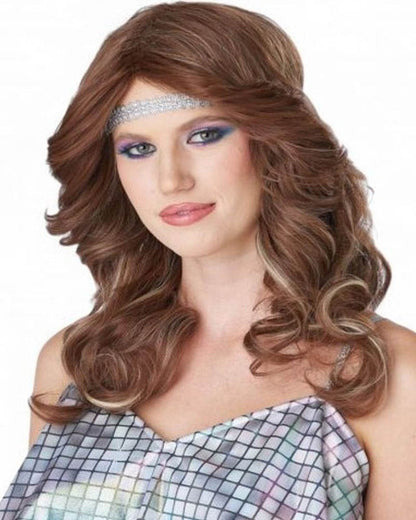 70s Feathered and Fun Wavy Brown and Blonde Wig