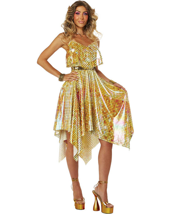70s Gold Mirrorball Disco Womens Costume