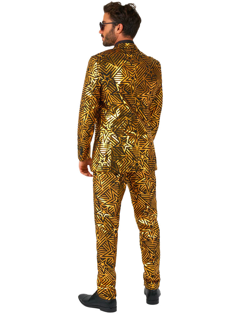 70s Golden Geo Star Opposuit Premium Mens Suit