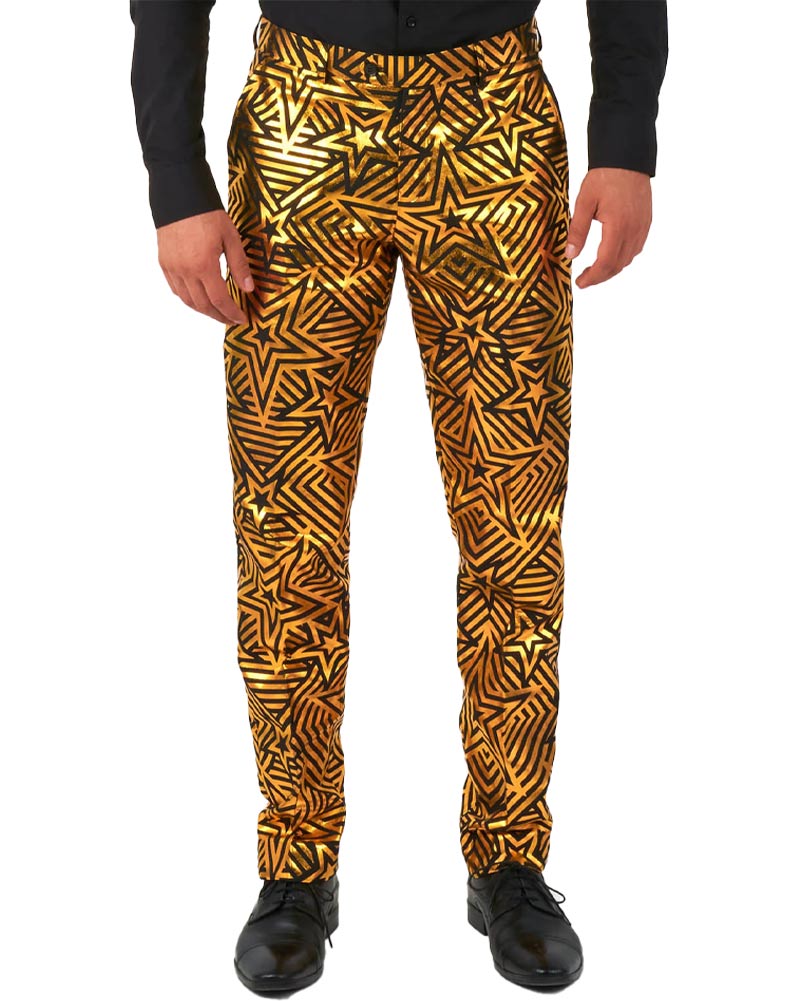 70s Golden Geo Star Opposuit Premium Mens Suit