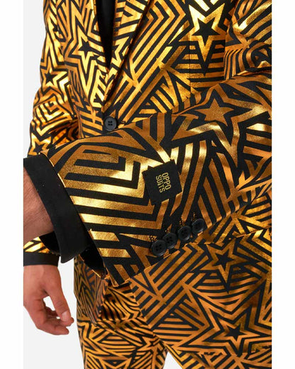 70s Golden Geo Star Opposuit Premium Mens Suit