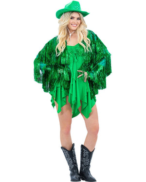 70s Green Tinsel Festival Womens Jacket