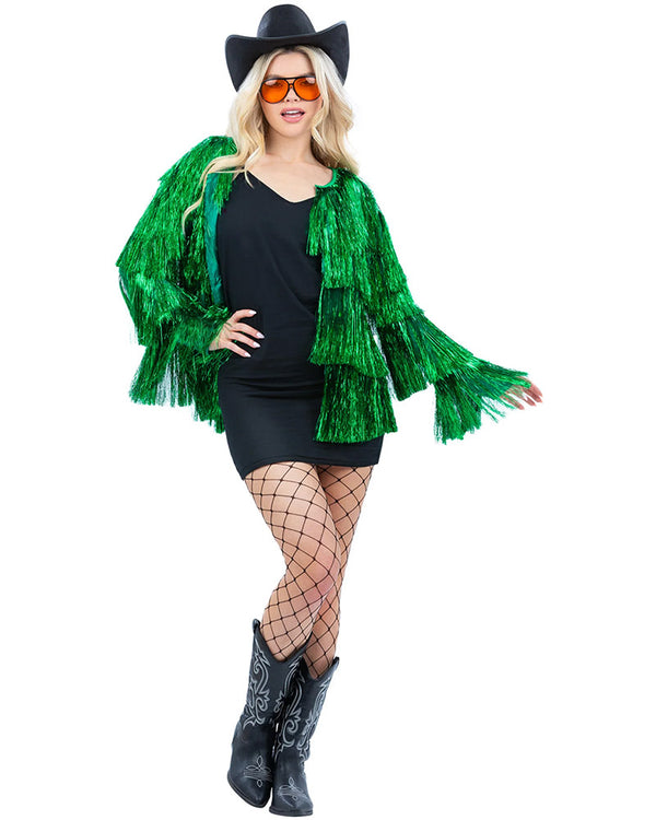 70s Green Tinsel Festival Womens Jacket