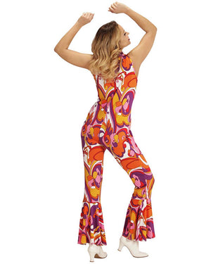 70s Groovy Orchid Womens Jumpsuit