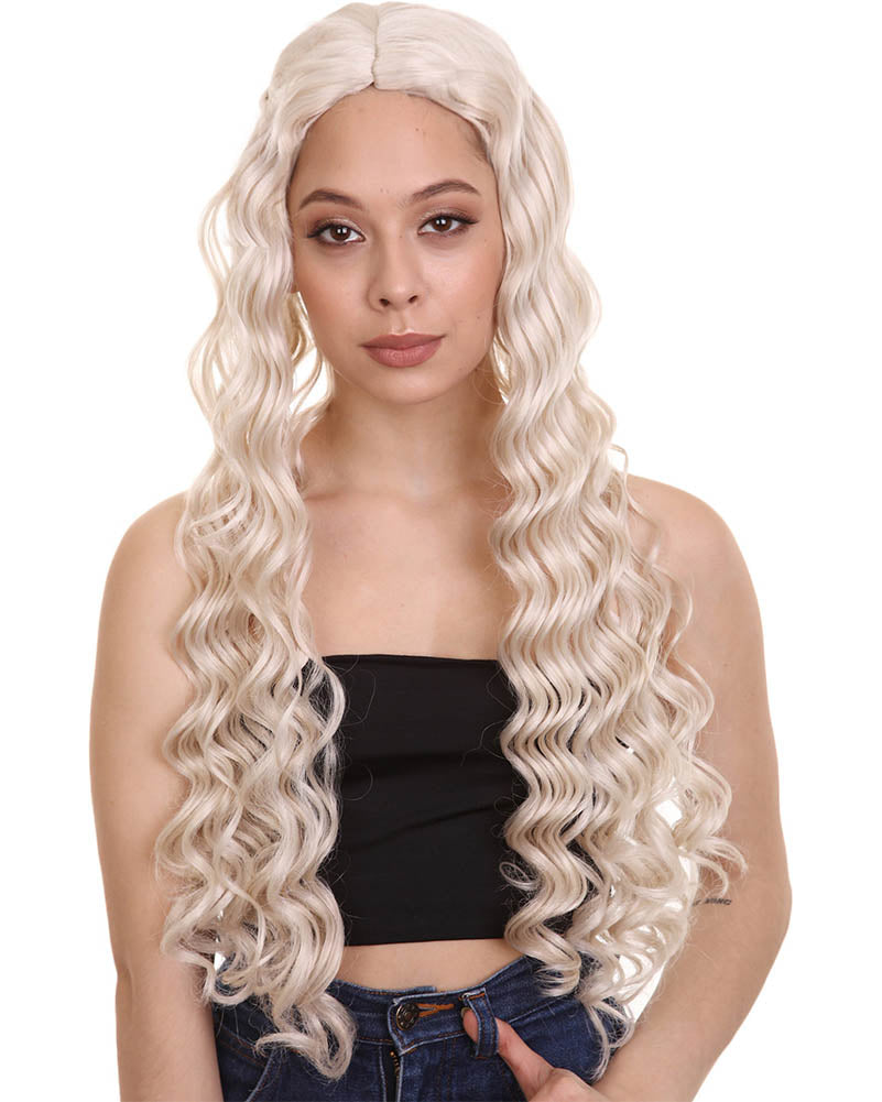 60s Hippie Long Curly Blonde Wig