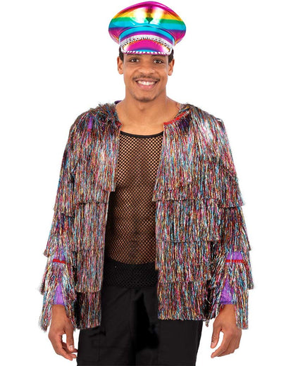 70s Rainbow Tinsel Festival Womens Jacket