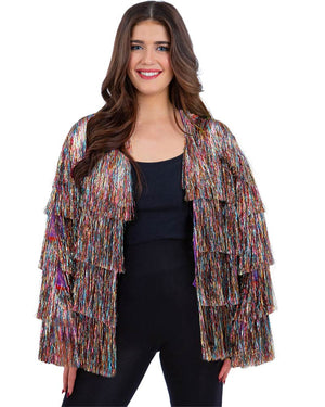 70s Rainbow Tinsel Festival Womens Jacket