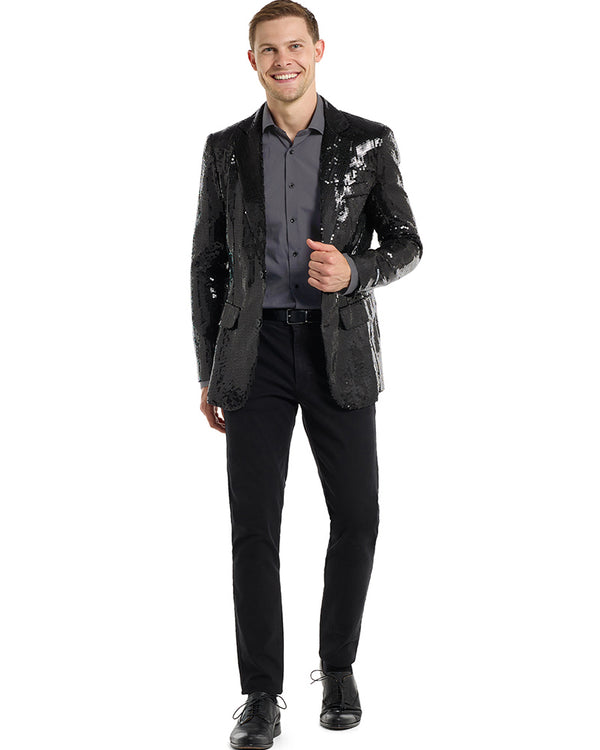 70s Sequins Black Mens Suitmeister Jacket