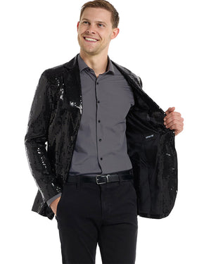 70s Sequins Black Mens Suitmeister Jacket