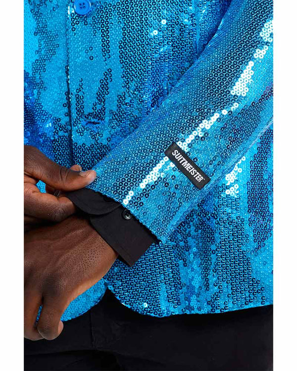 70s Sequins Blue Mens Suitmeister Jacket