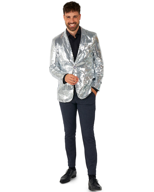70s Sequins Silver Mens Suitmeister Jacket - Main Image