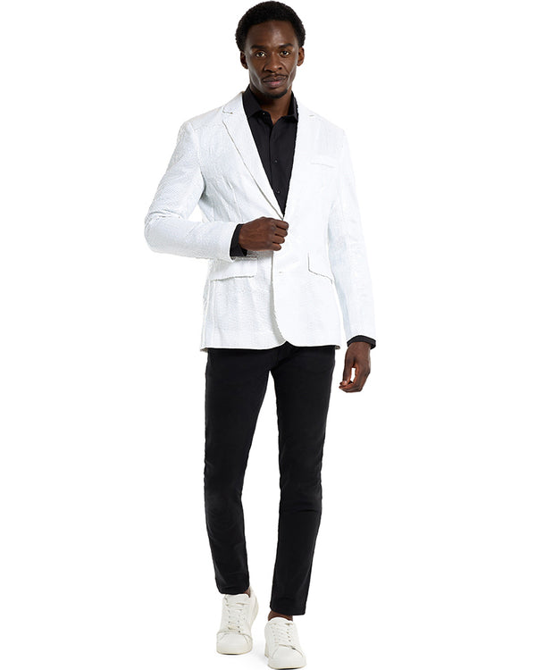 70s Sequins White Mens Suitmeister Jacket