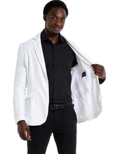 70s Sequins White Mens Suitmeister Jacket